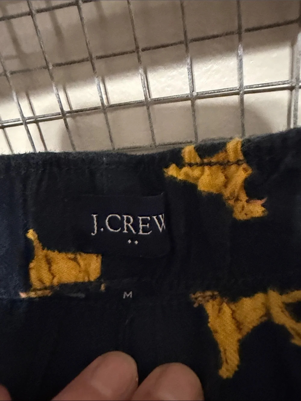 J. Crew Navy Pants with Yellow Dog Print